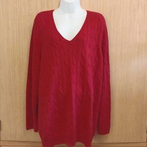 +SZ Red Sparkle LS Cable Knit Sweater SZ 26/28 By Avenue